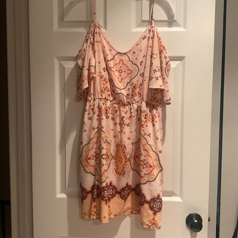 Beautiful Orange and Peach Off the shoulder Dress